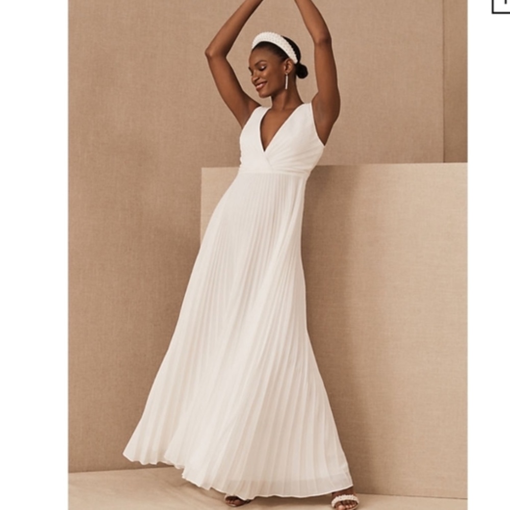Badgley Mischka | BHLDN/Anthropologie "Sloan" pleated wedding dress